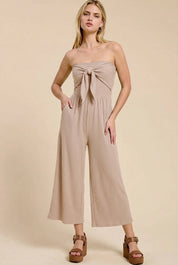 Adria Ribbed Tie-Front Palazzo Jumpsuit