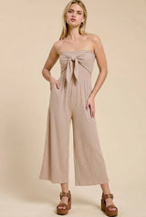 Adria Ribbed Tie-Front Palazzo Jumpsuit