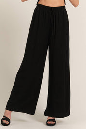 Elastic Waistband Wide Leg Pants