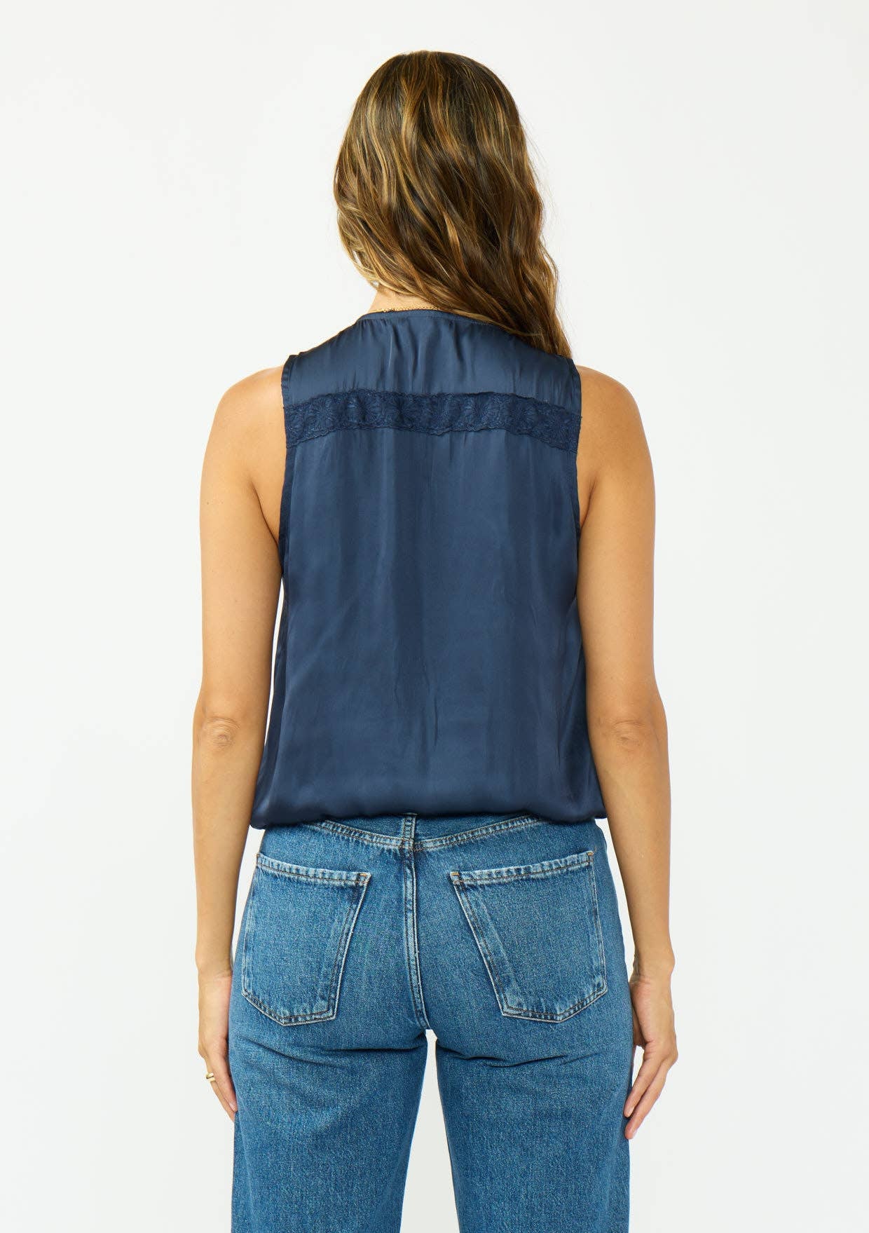 Romy Embroidered Satin Surplice Top