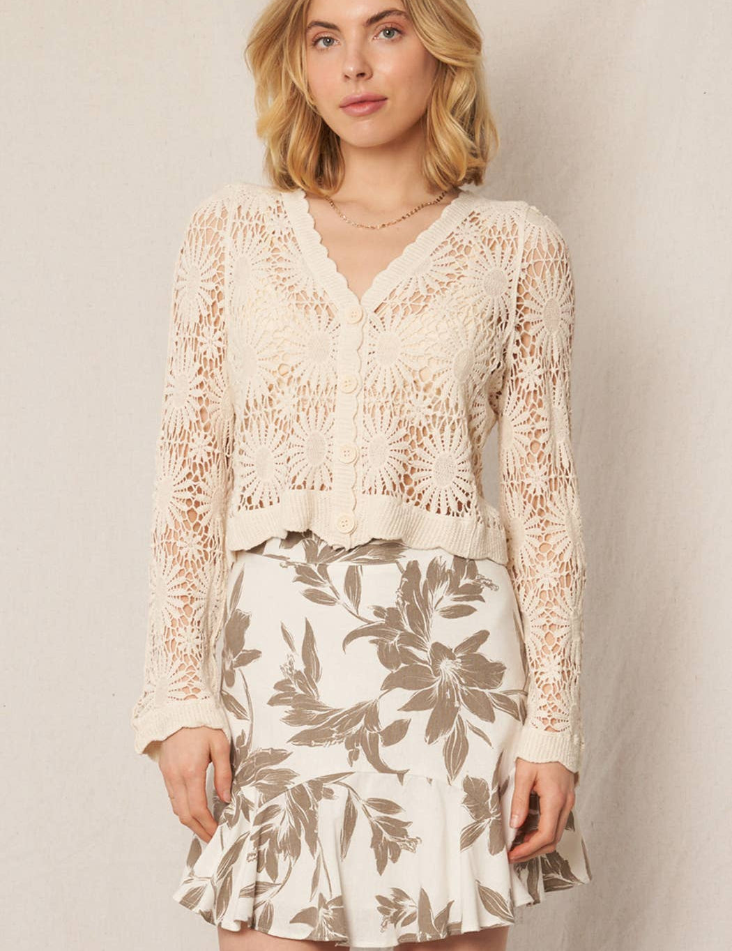Flower Pattern Crochet Cardigan