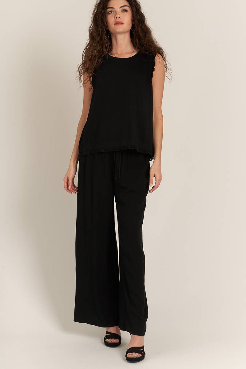 Elastic Waistband Wide Leg Pants