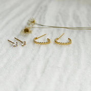 Dainty Dot Hoop & CZ Stud Earring Set