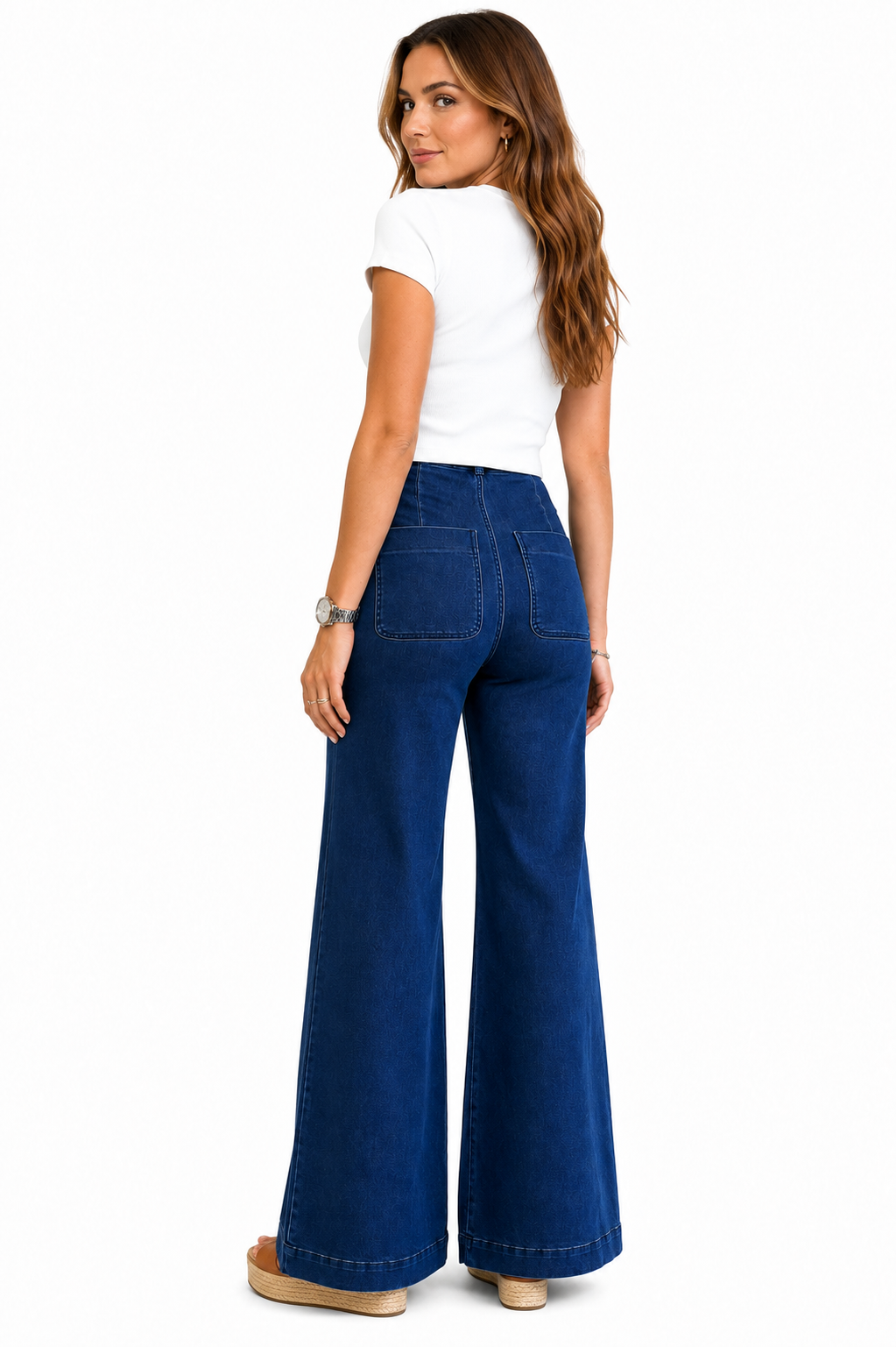 Safia Better Butter Wide Leg Jean with Patch Pockets