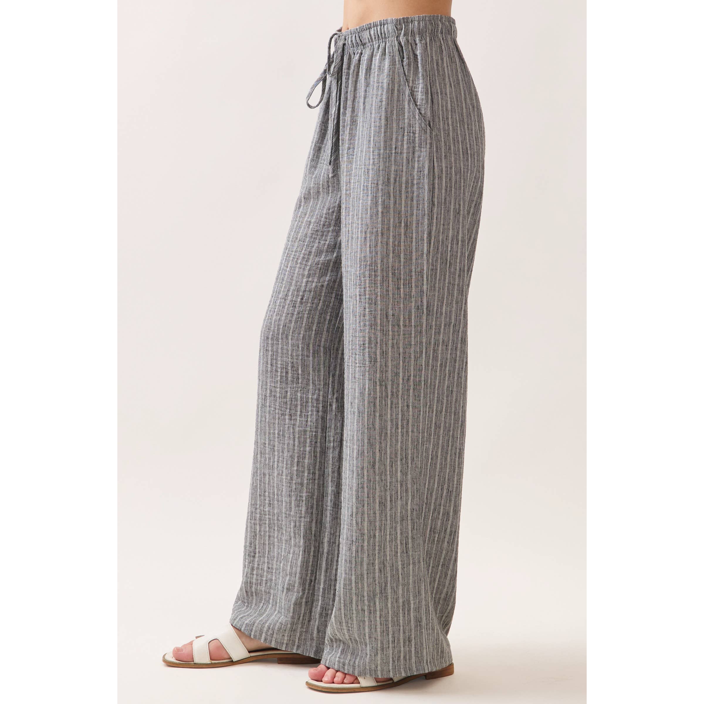 Livia Striped Tie Waist Wide Leg Pants