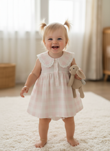 Oversized Collar Check Dress