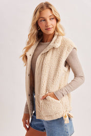 Hana Mock Neck Sherpa Vest