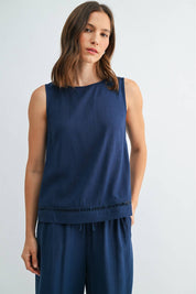 Tessa Trim Detail Linen Blend Tank