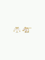 White Opal Crown Stud Earrings