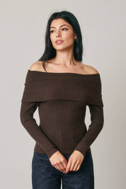 Arden Off Shoulder Rib Knit Sweater
