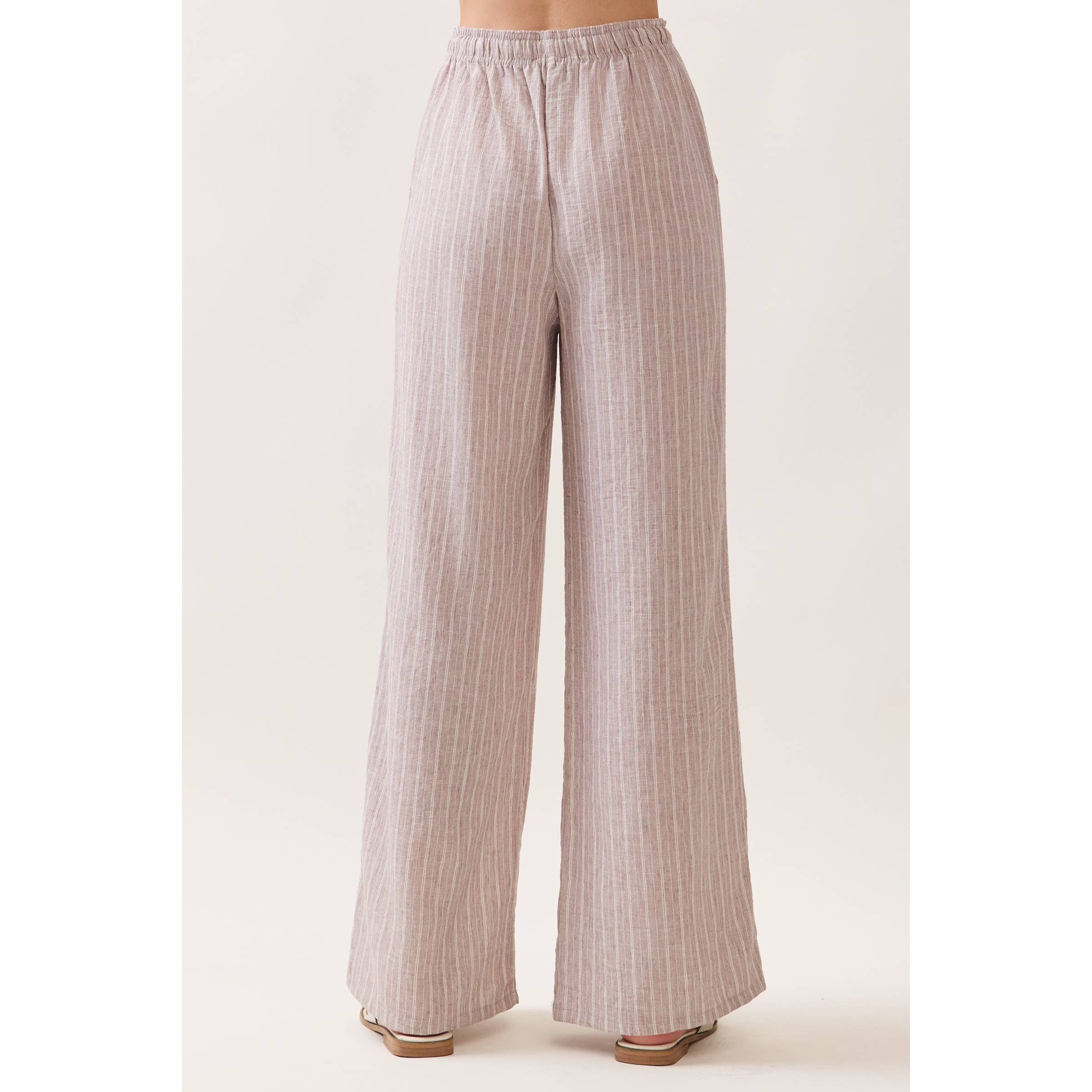 Livia Striped Tie Waist Wide Leg Pants