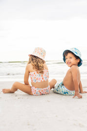 Sandy Seashells Pink Reversible Beach Baby Bucket Hat