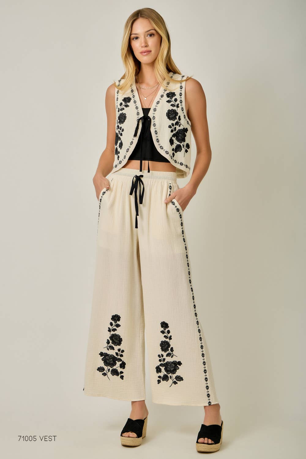 Ravello Embroidered Gauze Pants