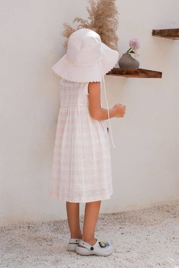 Oversized Collar Check Dress