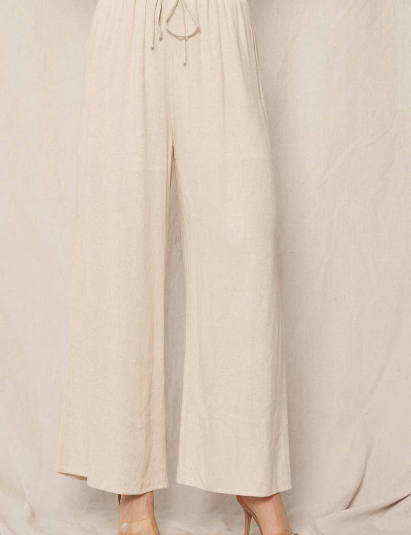 Elastic Waistband Wide Leg Pants