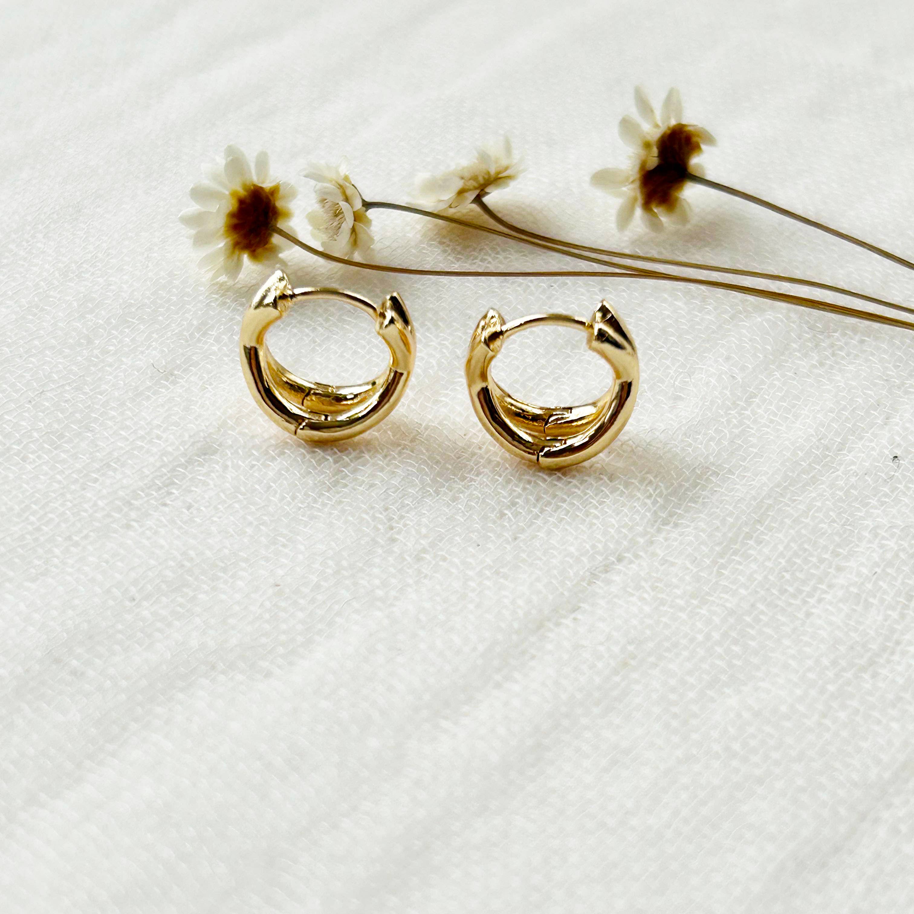 Gold Criss Cross Hoop Earrings