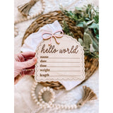Hello World Birth Stat Sign - Dainty Bow