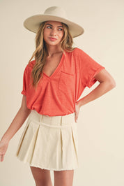 Zoie V-Neck Short Sleeve Top