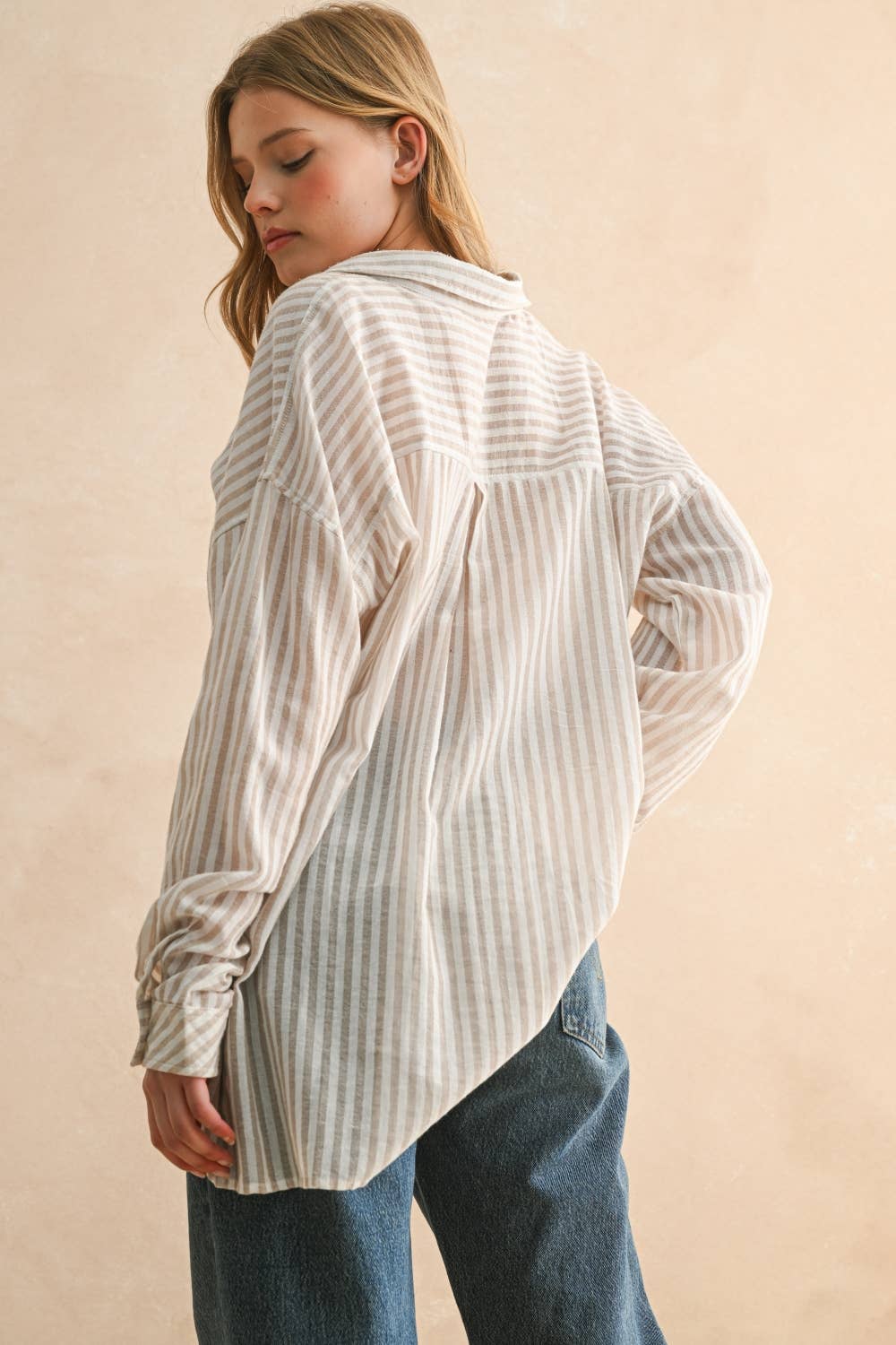 Classic Striped Cotton Button-Down Top