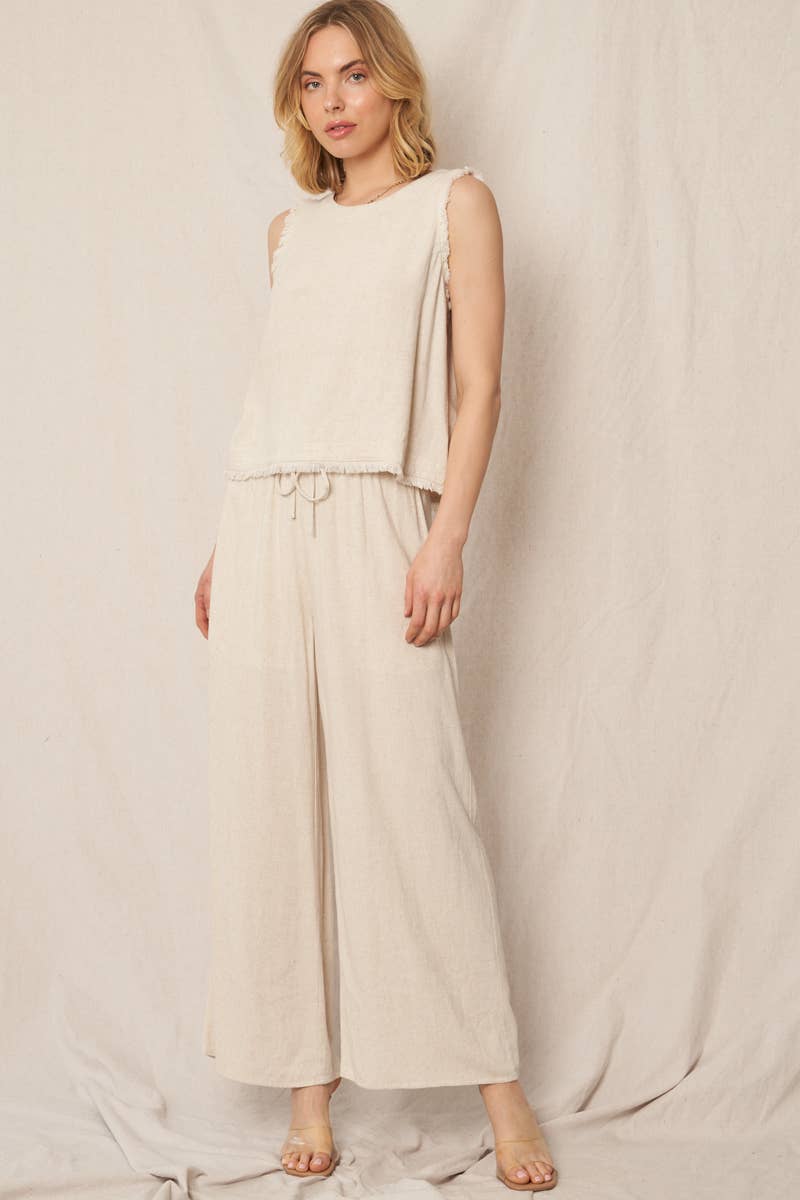 Elastic Waistband Wide Leg Pants