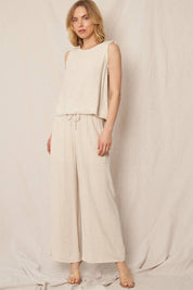 Elastic Waistband Wide Leg Pants