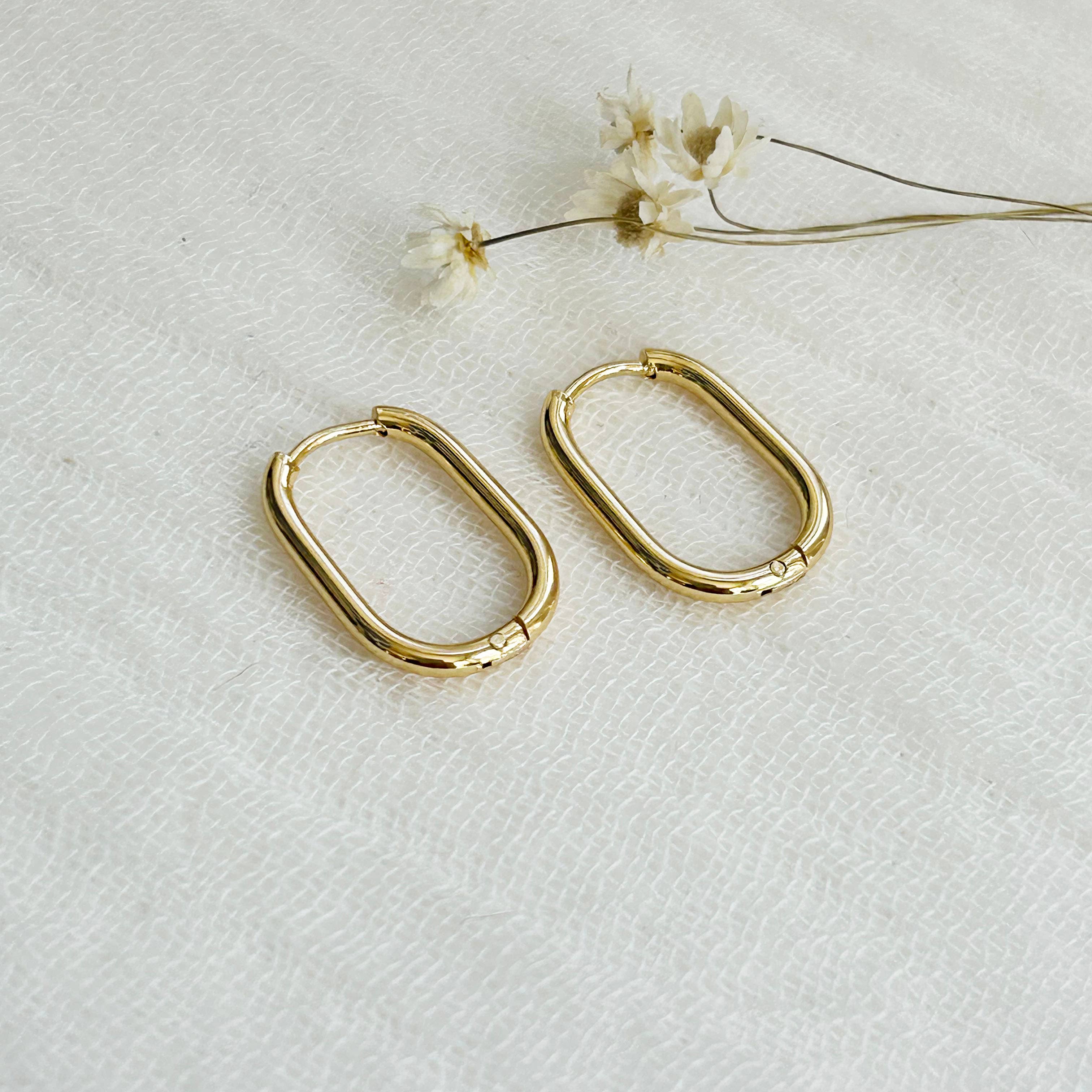 Skinny Gold Oval Hoop Earrings