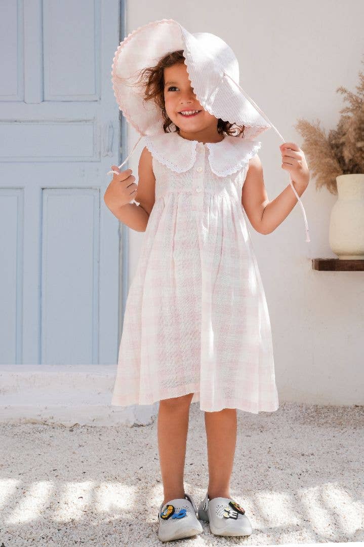 Oversized Collar Check Dress