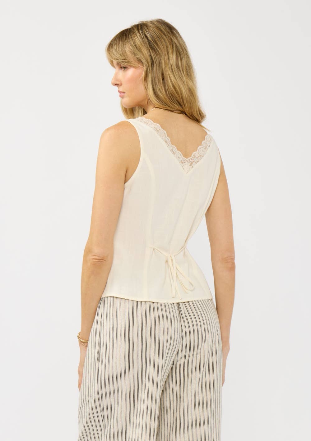 Junie Lace Trim Button Front Top