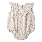 Organic Sleeveless Ruffle Bubble Romper - Blush Floral