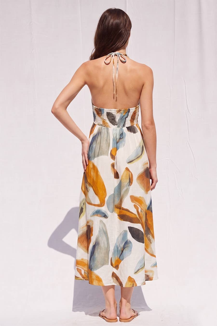Printed Halter Midi Dress