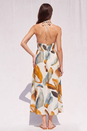 Printed Halter Midi Dress