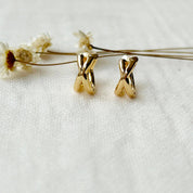 Gold Criss Cross Hoop Earrings
