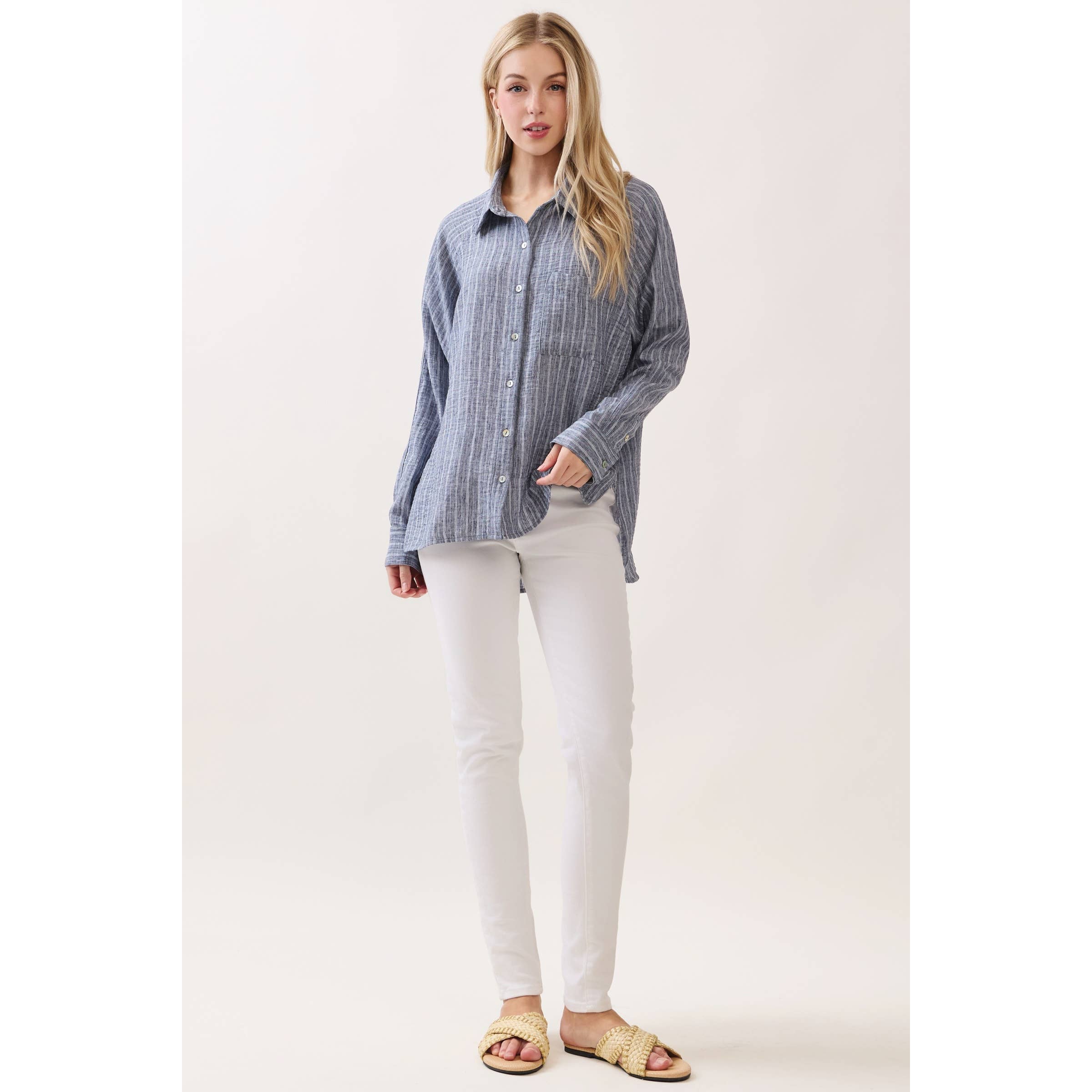 Livia Striped Button-Down Shirt
