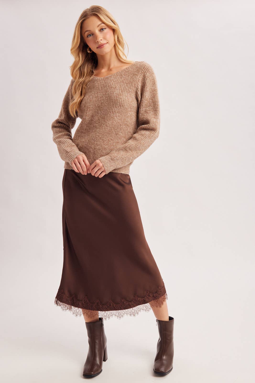 Esme Lace Back Ribbed Sweater
