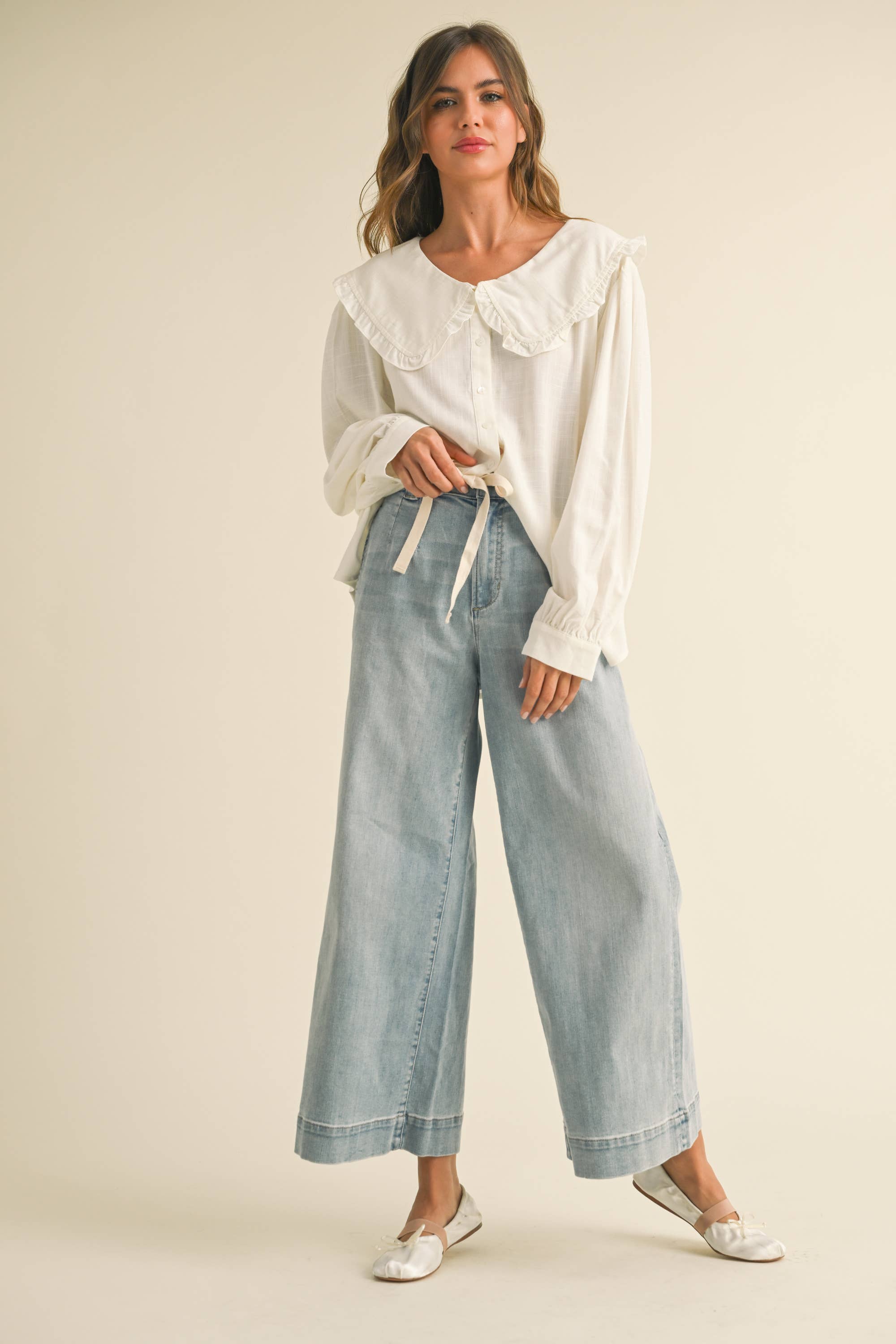 Savannah Tie-Front Denim Pants