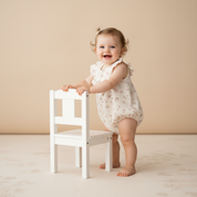 Organic Sleeveless Ruffle Bubble Romper - Blush Floral