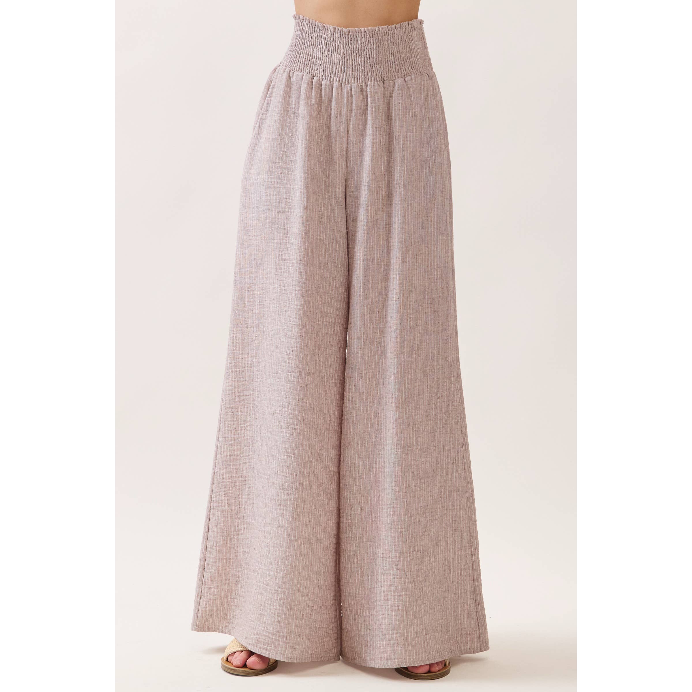 Ottilie Striped Smocked Waist Wide Leg Pants