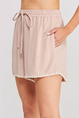 Embroidered Trim Shorts