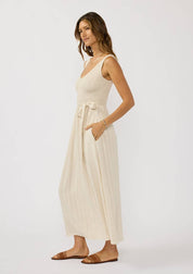 Gemma Smocked Linen Blend Midi Dress