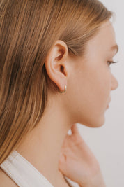 Small Gold Rectangle Hoop Earrings