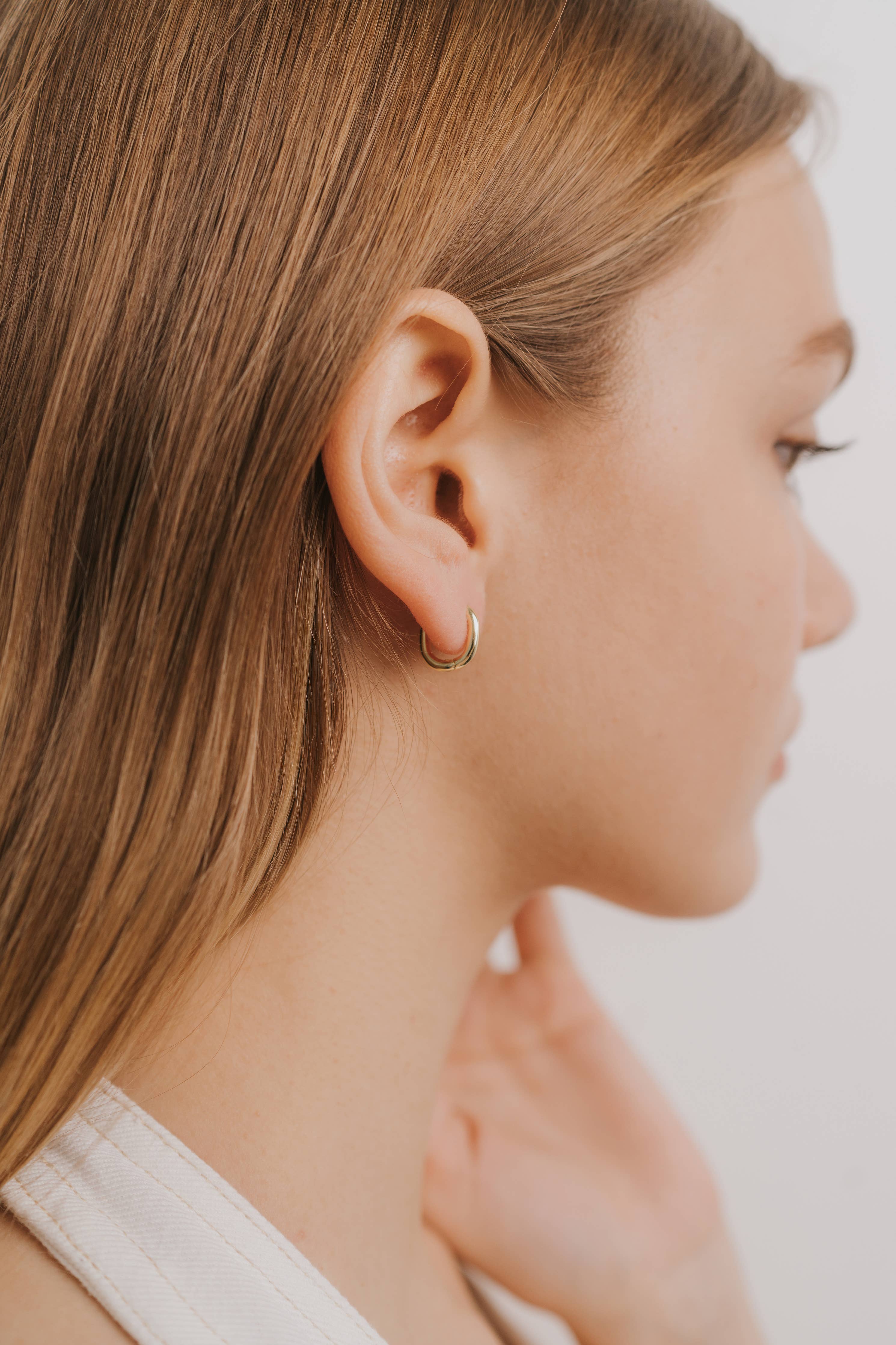Small Gold Rectangle Hoop Earrings