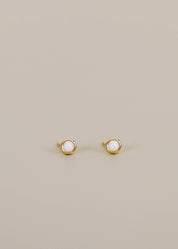 White Opal Simple Stud Earrings