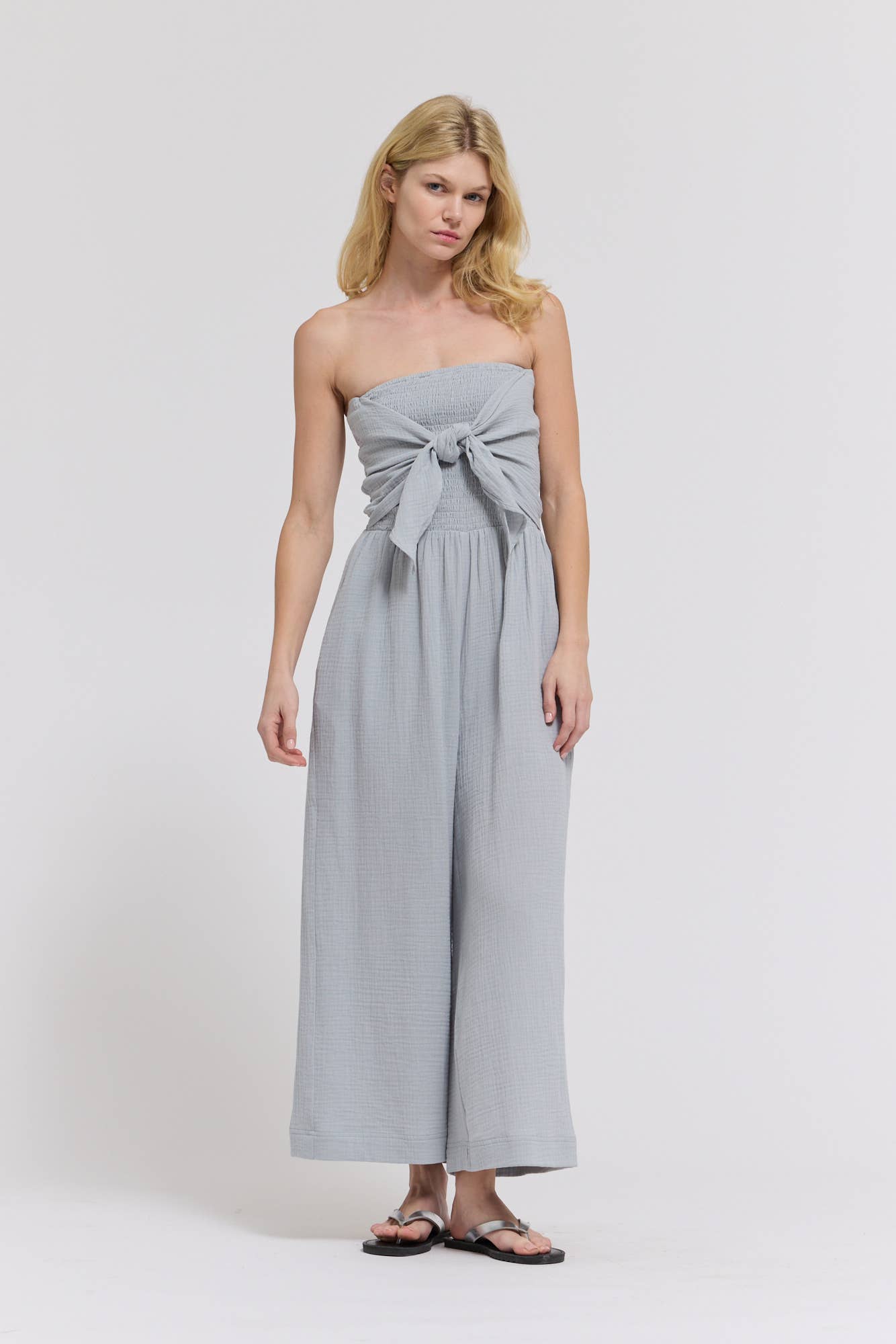 Solana Tie-Front Gauze Jumpsuit