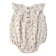Organic Sleeveless Ruffle Bubble Romper - Blush Floral