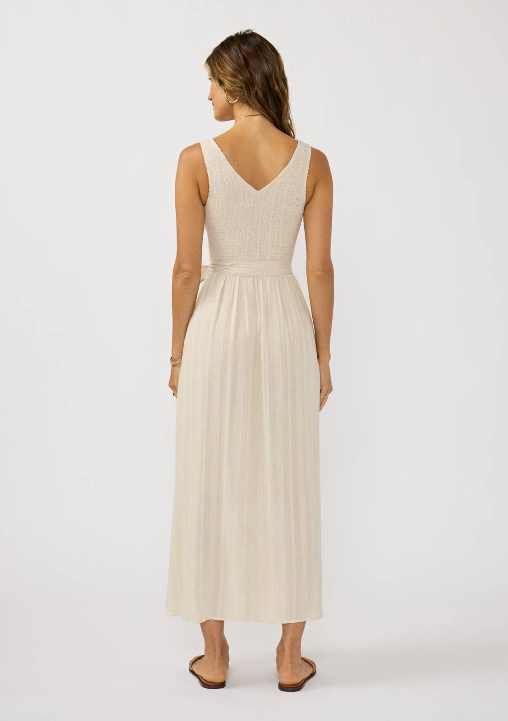 Gemma Smocked Linen Blend Midi Dress