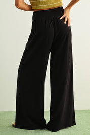 Breezy Wide-Leg Smocked Waist Pants