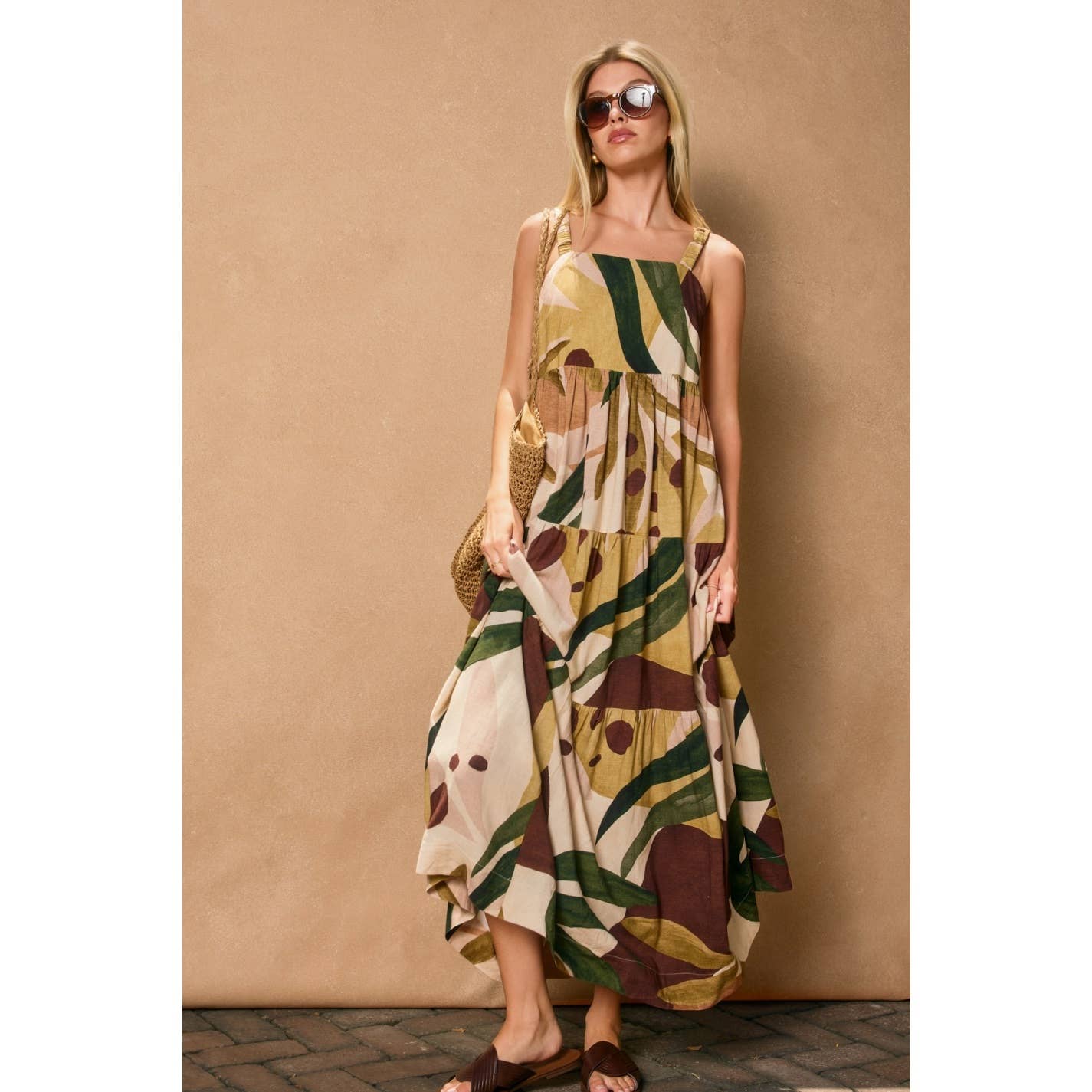 Coconut Grove Babydoll Tiered Maxi Dress