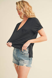 Zoie V-Neck Short Sleeve Top