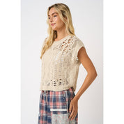 Kaia Crochet Open Knit Sweater Top