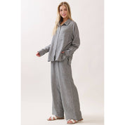 Livia Striped Tie Waist Wide Leg Pants